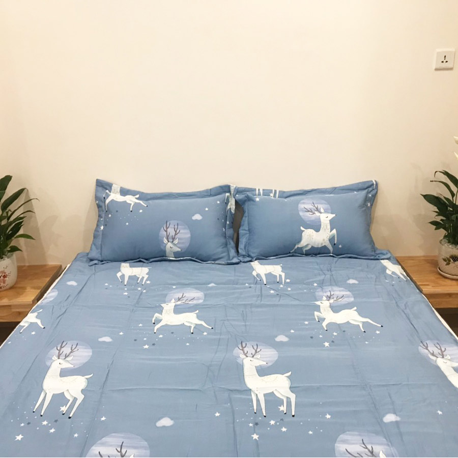 Bộ Chăn Ga Gối Modal gỗ sồi Nekio Nai Con