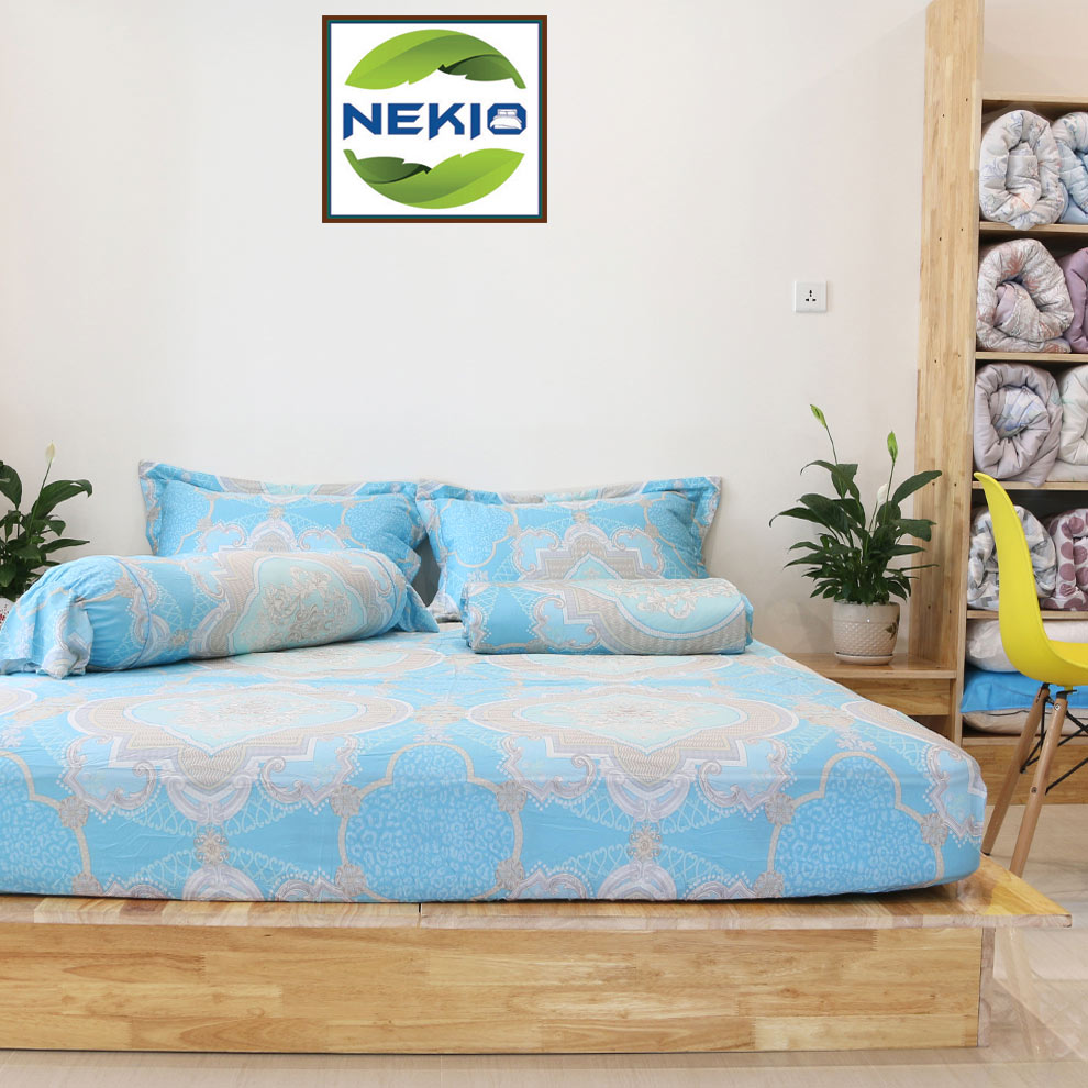 Chăn Ga Gối Modal gỗ sồi Nekio Queen Xanh