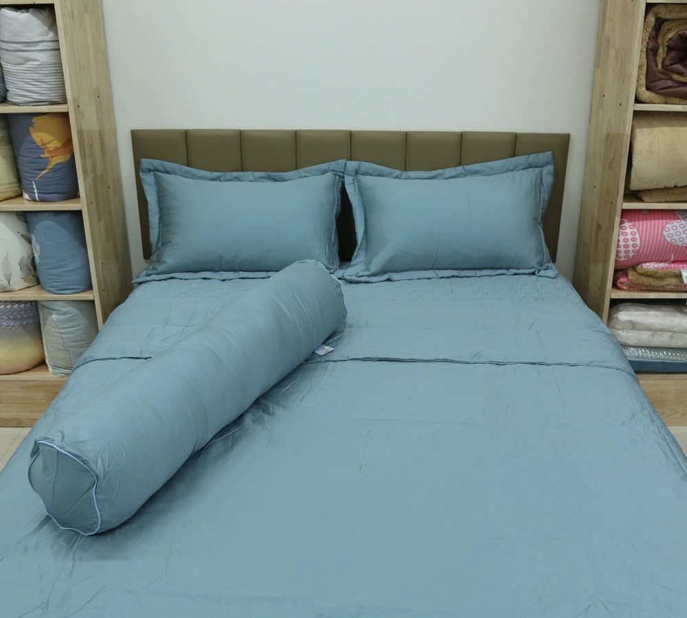 Bộ chăn ga Lụa Tencel Nekio Xanh