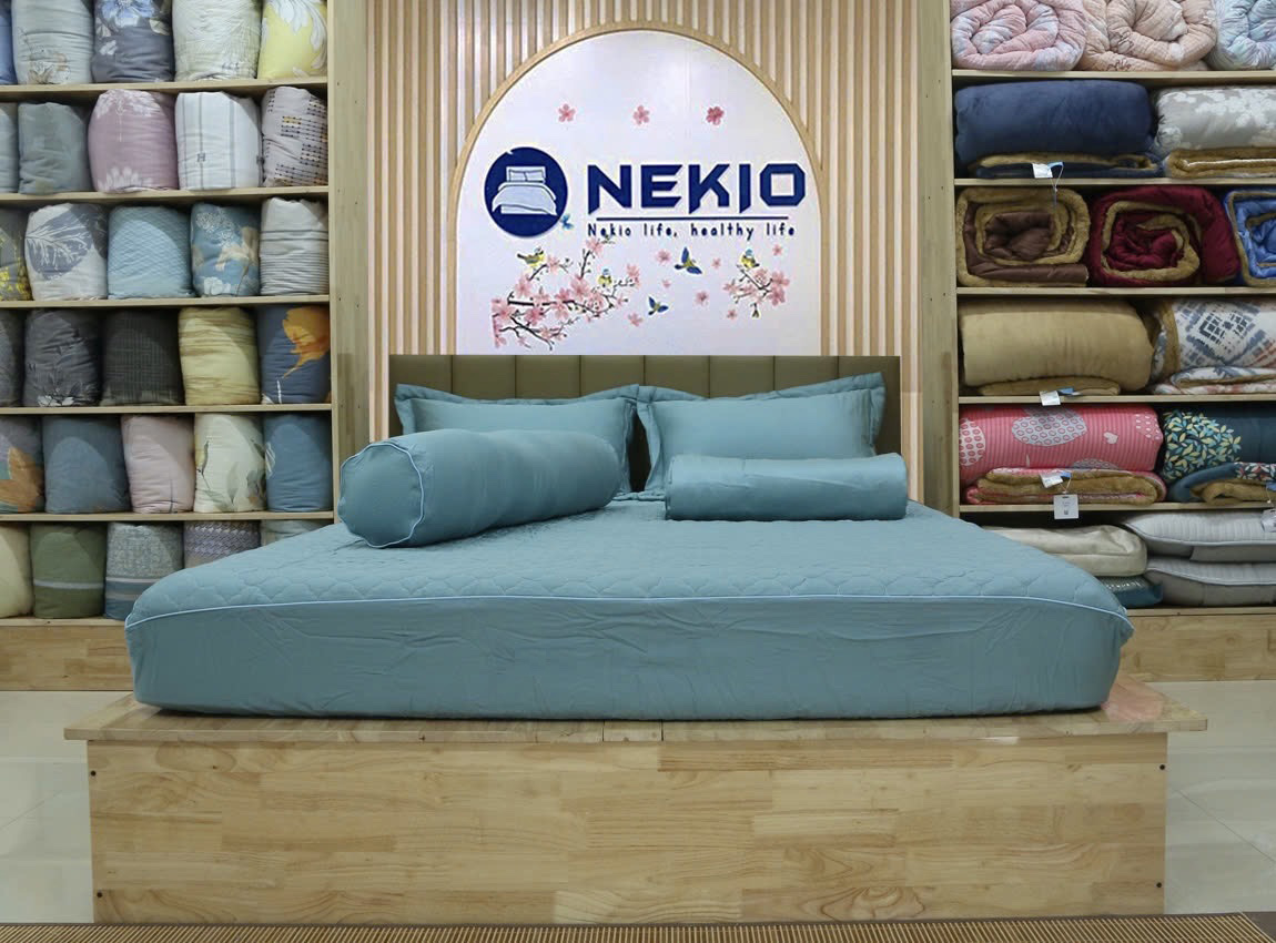 Bộ chăn ga Lụa Tencel Nekio Xanh